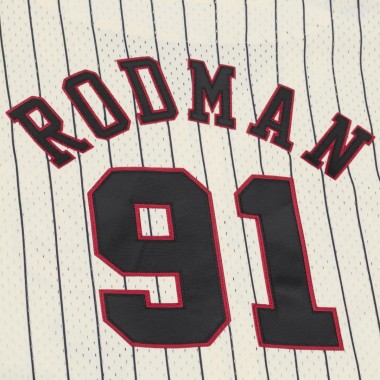 MITCHELL & NESS NBA BULLS RODMAN MESH BUTTON FRONT TEE CREAM