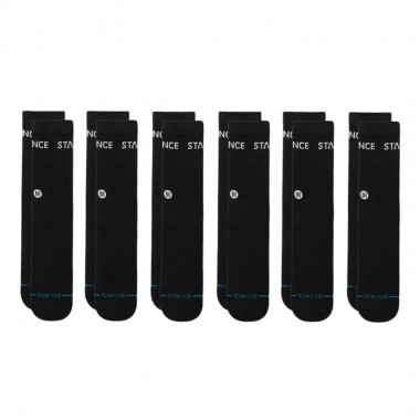 STANCE ORIGIN CREW SOCKS 6-PACK BLACK