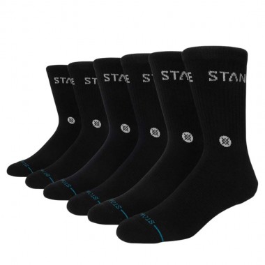 STANCE ORIGIN CREW SOCKS 6-PACK BLACK