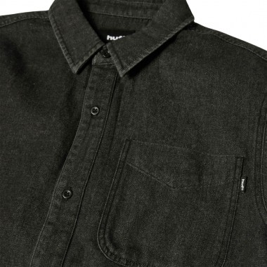 HUF CARSON OVERDYED DENIM LS SHIRT BLACK