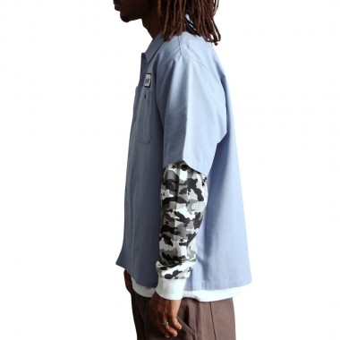 HUF SHADOWS LS WORK SHIRT LIGHT BLUE