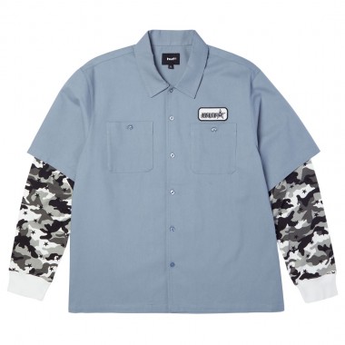 HUF SHADOWS LS WORK SHIRT LIGHT BLUE