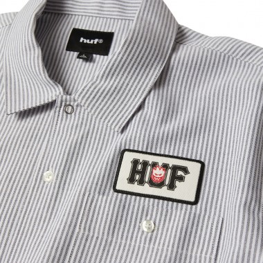 HUF X SPITFIRE UNION LS WORK SHIRT BLACK/WHITE