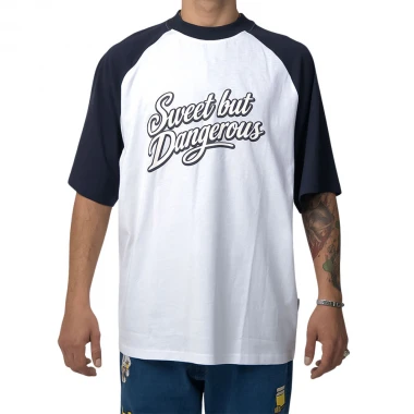 BEE UNUSUAL SWEET BUT DANGEROUS OVERSIZED T-SHIRT WHITE/BLUE