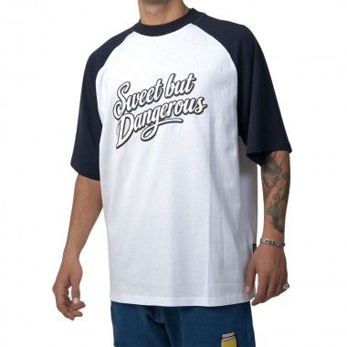 BEE UNUSUAL SWEET BUT DANGEROUS OVERSIZED T-SHIRT WHITE/BLUE