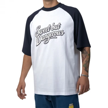 BEE UNUSUAL SWEET BUT DANGEROUS OVERSIZED T-SHIRT WHITE/BLUE