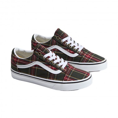 VANS OLD SKOOL SHOES TARTAN OIL GREEN