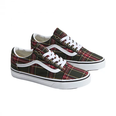 VANS OLD SKOOL SHOES TARTAN OIL GREEN
