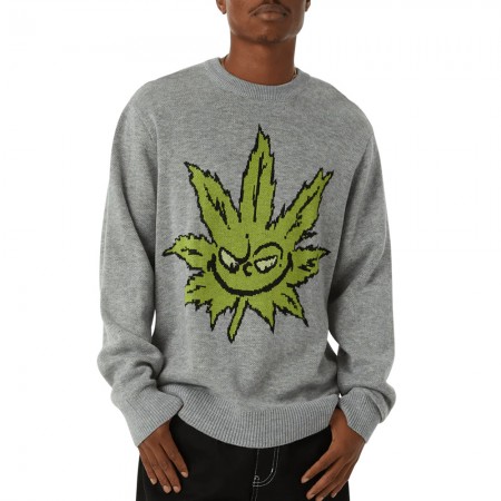 HUF GREENCH BUDDY CREWNECK SWEATER HEATHER GREY