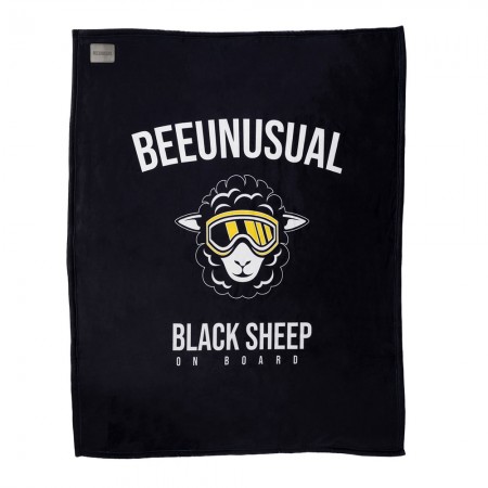 BEE UNUSUAL BLACK SHEEP THROW BLANKET BLACK/YELLOW 127X152