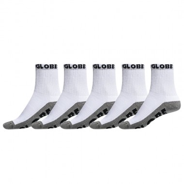 GLOBE BOYS QUARTER SOCKS 5 PACK WHITE/GREY