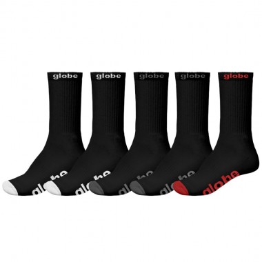GLOBE OG SOCKS 5 PACK BLACK/ASSORTED