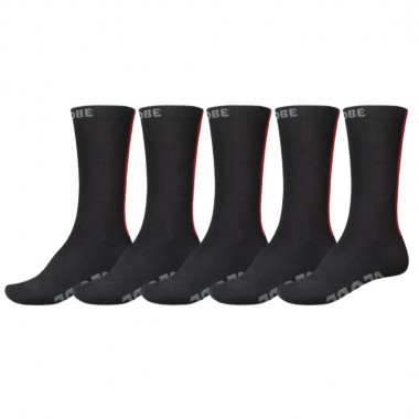 GLOBE STRIPE HI CREW SOCKS 5 PACK BLACK/RED