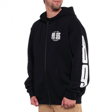 HORSEFEATHERS TALL TYPO ZIP HOODIE BLACK