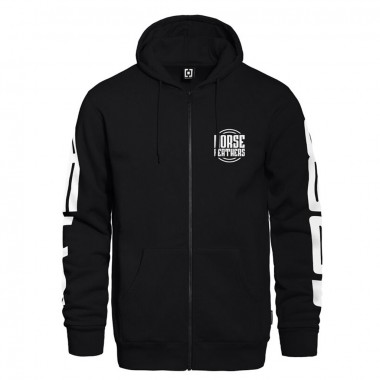 HORSEFEATHERS TALL TYPO ZIP HOODIE BLACK