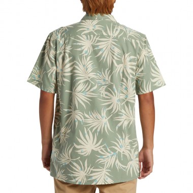 QUIKSILVER BEACH CLUB CASUAL SS SHIRT WOODLAND ABSTR SEA SPR