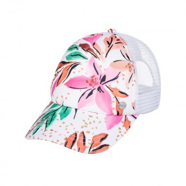 ROXY BEAUTIFUL MORNING TRUCKER CAP WHITE HAPPY TROPICAL SWIM