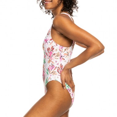 ROXY PRINTED BEACH CLASSICS SWIMSUIT WHT HAPPY TROPICAL SWIM