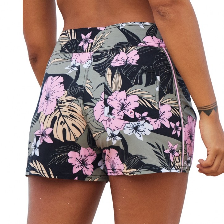 Boardshort Roxy Pro The 93 Win Pour Femme - Popeline Polyester Stretch - Longueur 2" - Taille Fixe Avec Cordon