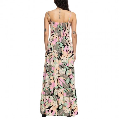 ROXY SOFT MEMORIES MAXI DRESS ANTHRACITE FLORAL FIESTA BIG