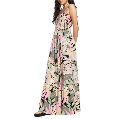 ROXY SOFT MEMORIES MAXI DRESS ANTHRACITE FLORAL FIESTA BIG
