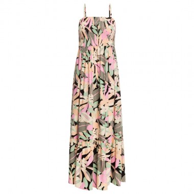 ROXY SOFT MEMORIES MAXI DRESS ANTHRACITE FLORAL FIESTA BIG