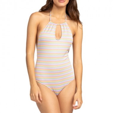 ROXY WAVY STRIPE ONE PIECE SWIMSUIT PAPAYA WAVY STRIPE S