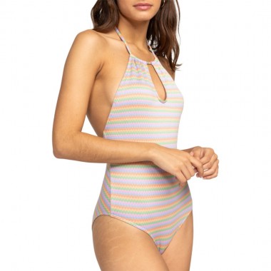 ROXY WAVY STRIPE ONE PIECE SWIMSUIT PAPAYA WAVY STRIPE S