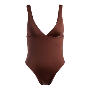 ROXY WAVY STRIPE ONE PIECE SWIMSUIT ROOT BEER