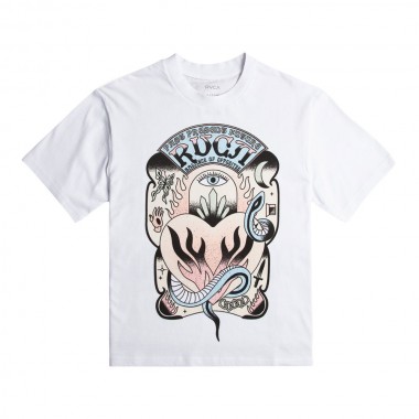 RVCA BURNING W T-SHIRT ANTIQUE WHITE