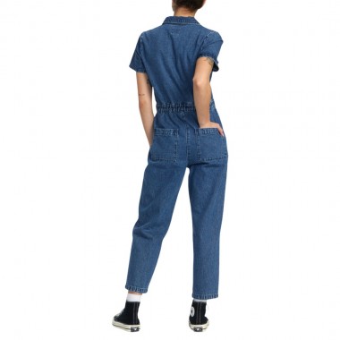 RVCA RECESSION W DENIM JUMPSUIT BLUE RINSE