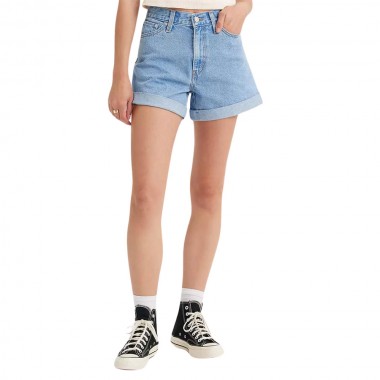 LEVI'S ROLLED 80S MOM W SHORTS MED INDIGO - FLAT FINISH/BLUE