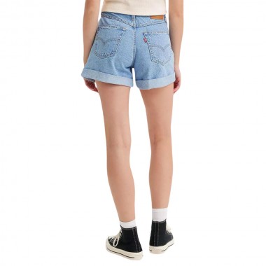 LEVI'S ROLLED 80S MOM W SHORTS MED INDIGO - FLAT FINISH/BLUE