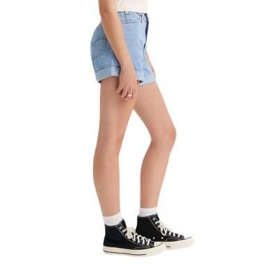 LEVI'S ROLLED 80S MOM W SHORTS MED INDIGO - FLAT FINISH/BLUE