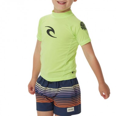 RIP CURL BRAND WAVE UPF S/S K RASH VEST LIME