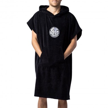RIP CURL LOGO HOODED TOWEL BLACK
