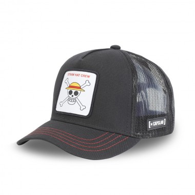 CAPSLAB ONE PIECE STRAW HAT CREW TRUCKER CAP BLACK