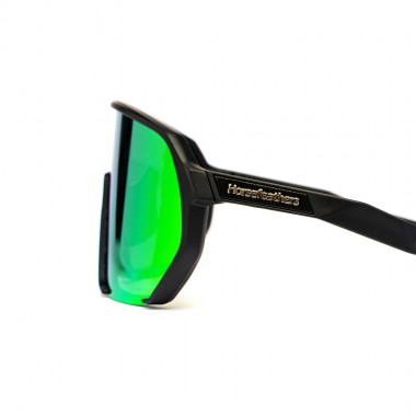 HORSEFEATHERS ARCHIE BIKE SUNGLASSES BLACK/MIRROR GREEN