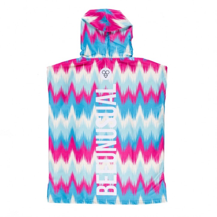 BEE UNUSUAL COLOR WAVES HOODED PONCHO KIDS MULTICOLOR