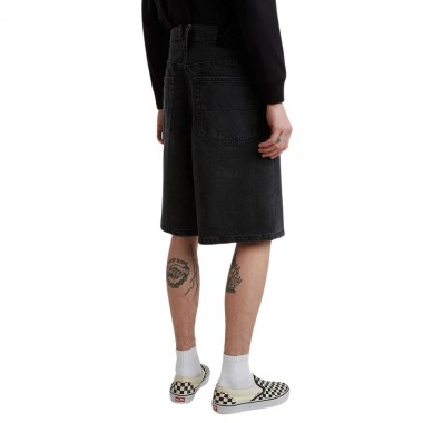 VANS CHECK-5 BAGGY DENIM SHORTS BLACK