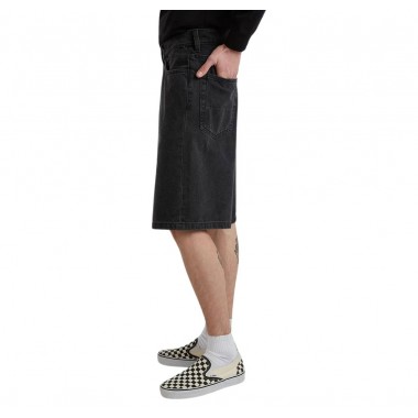 VANS CHECK-5 BAGGY DENIM SHORTS BLACK