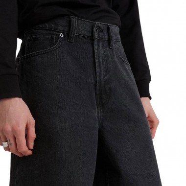 VANS CHECK-5 BAGGY DENIM SHORTS BLACK