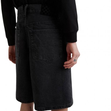VANS CHECK-5 BAGGY DENIM SHORTS BLACK