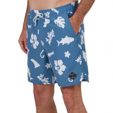 SALTY CREW LOWTIDE ELASTIC BOARDSHORT SLATE/WHITE