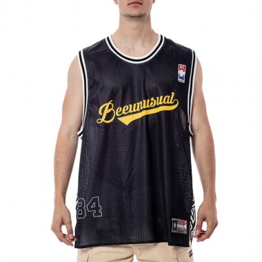 BEE UNUSUAL MESH TANK TOP B&W/YELLOW