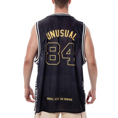 BEE UNUSUAL MESH TANK TOP B&W/YELLOW