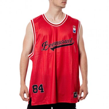 BEE UNUSUAL MESH TANK TOP RED
