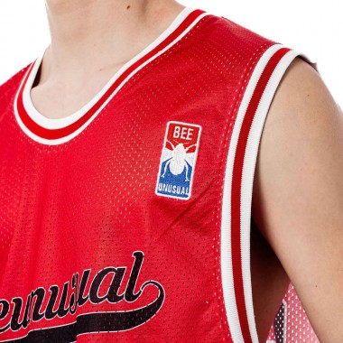 BEE UNUSUAL MESH TANK TOP RED