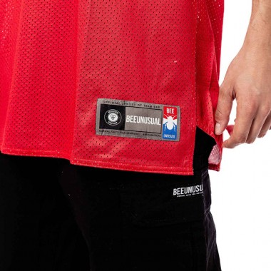 BEE UNUSUAL MESH TANK TOP RED