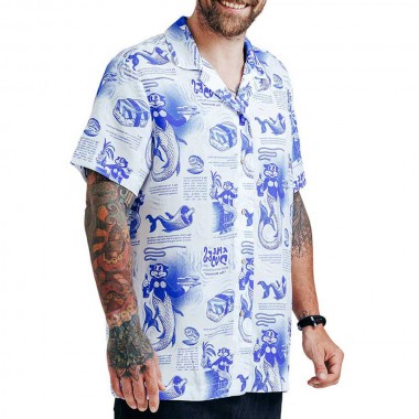 THE DUDES BEARMAID ISLAND HAWAIIAN SHIRT OFF-WHITE